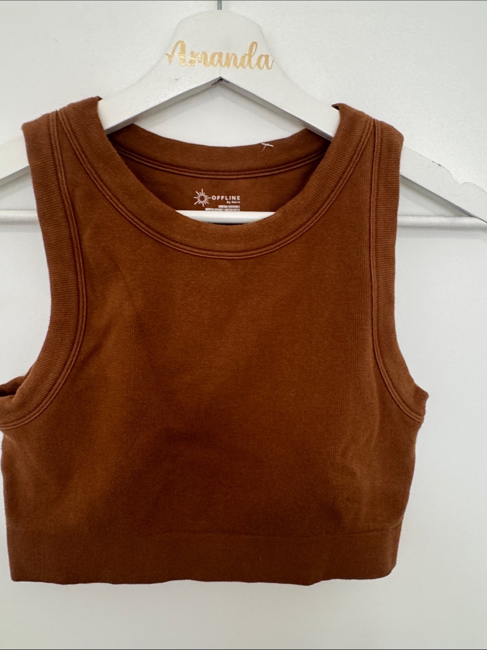 aerie OFFLINE Cozy Ribbed top in Warm Chestnut